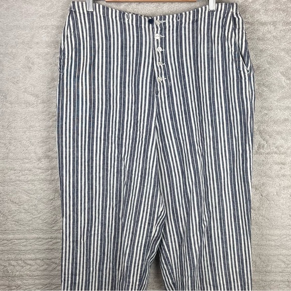 Beachy Linen Wide Leg Pinstripes Pants Size 16 Button Fly by Chadwicks - Picture 2 of 16
